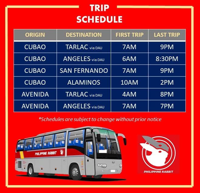 Philippine Rabbit Bus Route + Schedule